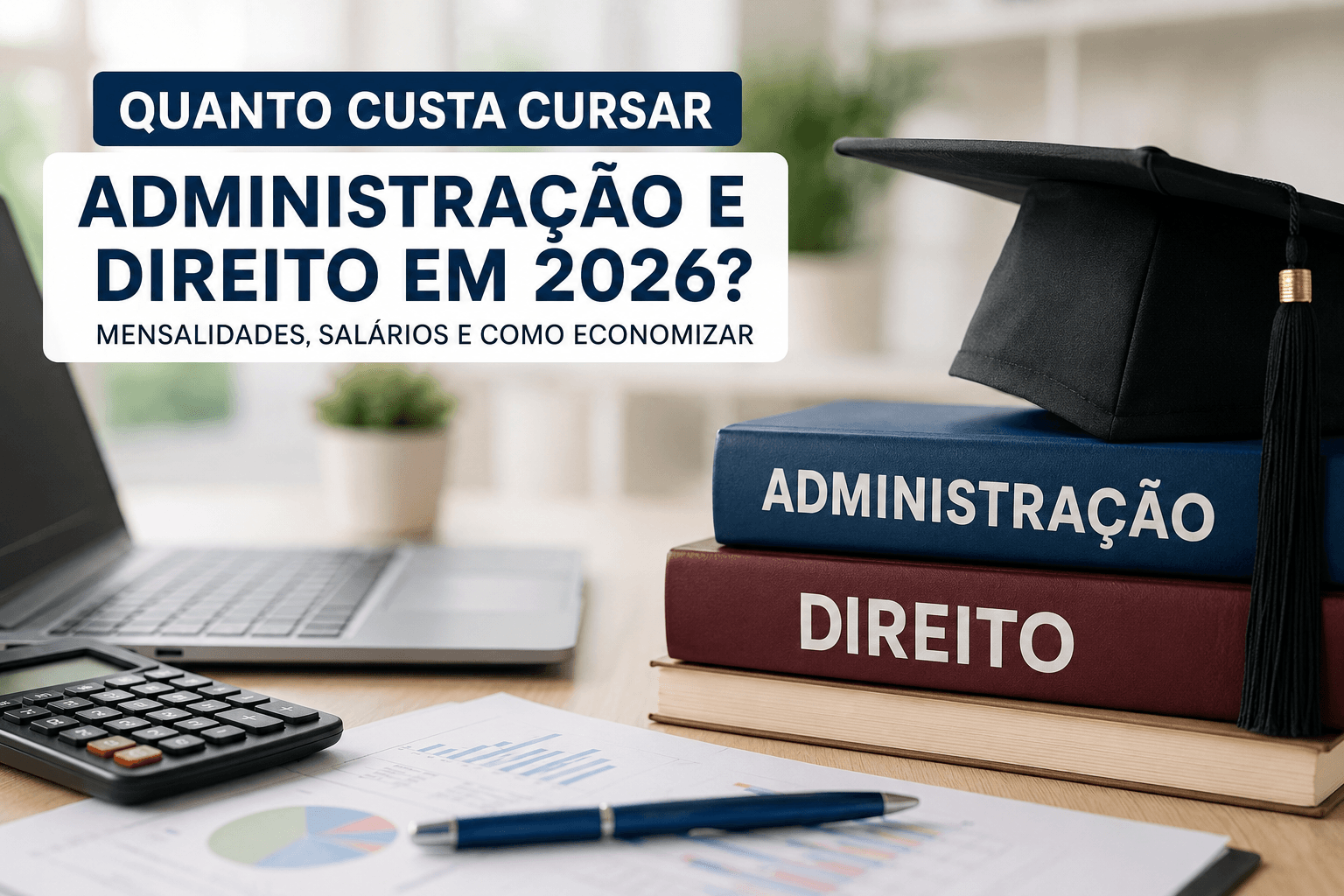 Estudantes analisando os custos da faculdade de Administração e Direito em 2026 com bolsas de estudo da Bolsa Click.